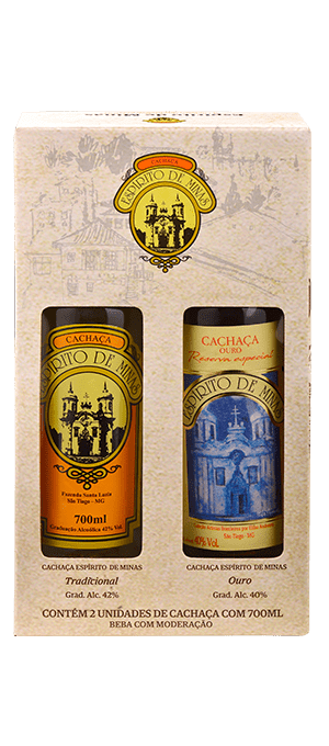 Kit Cachaça Espirito De Minas Ouro e Artistas Brasileiros