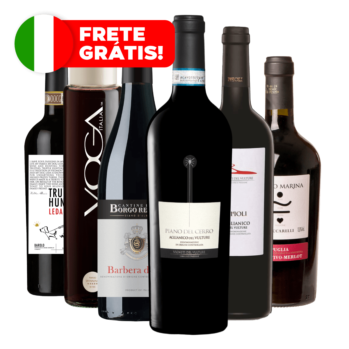Kit 6 Vinhos Italianos (Ícones do Mundo) + Frete Grátis