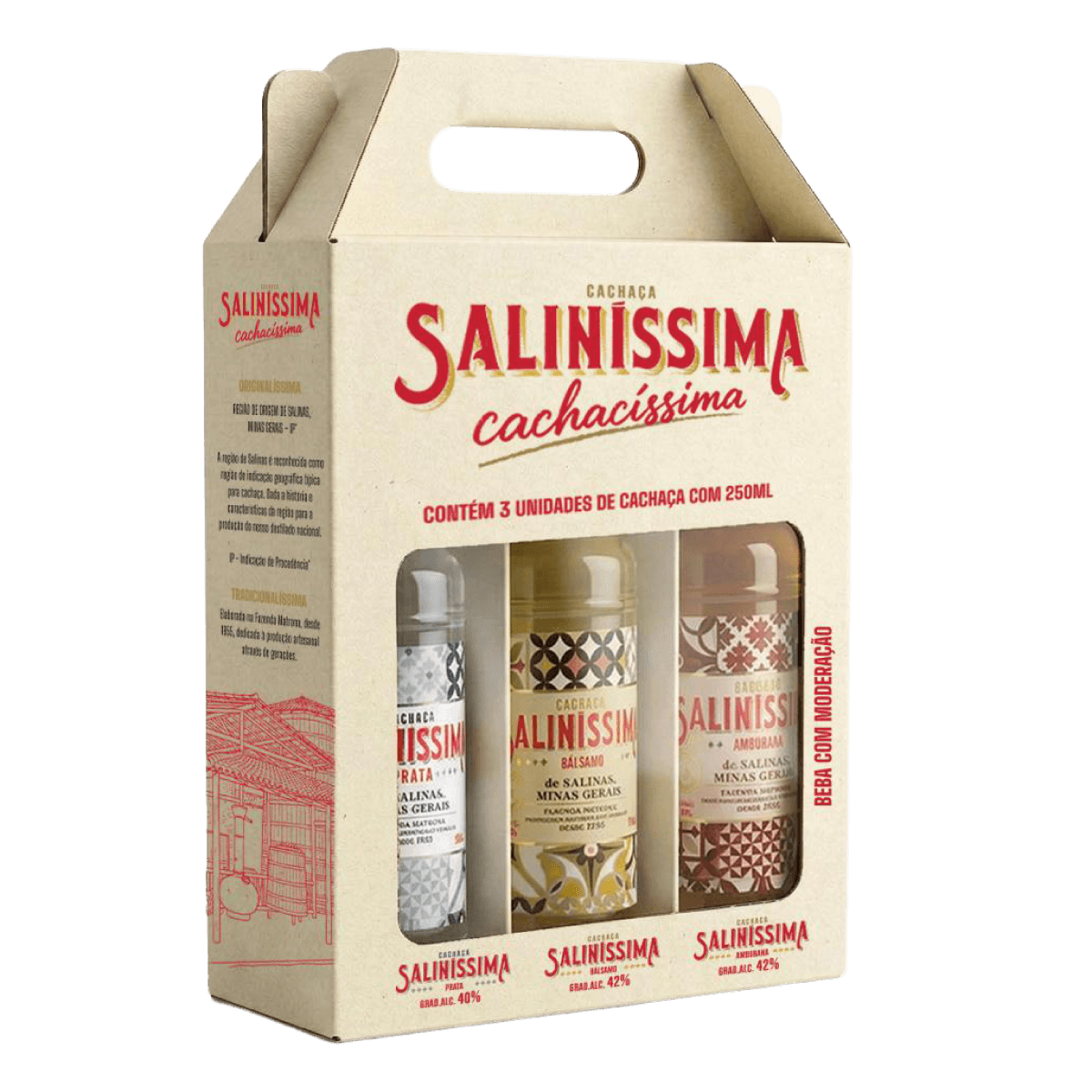Kit 3 Cachaças Saliníssima “Cachacíssima” 250 ml