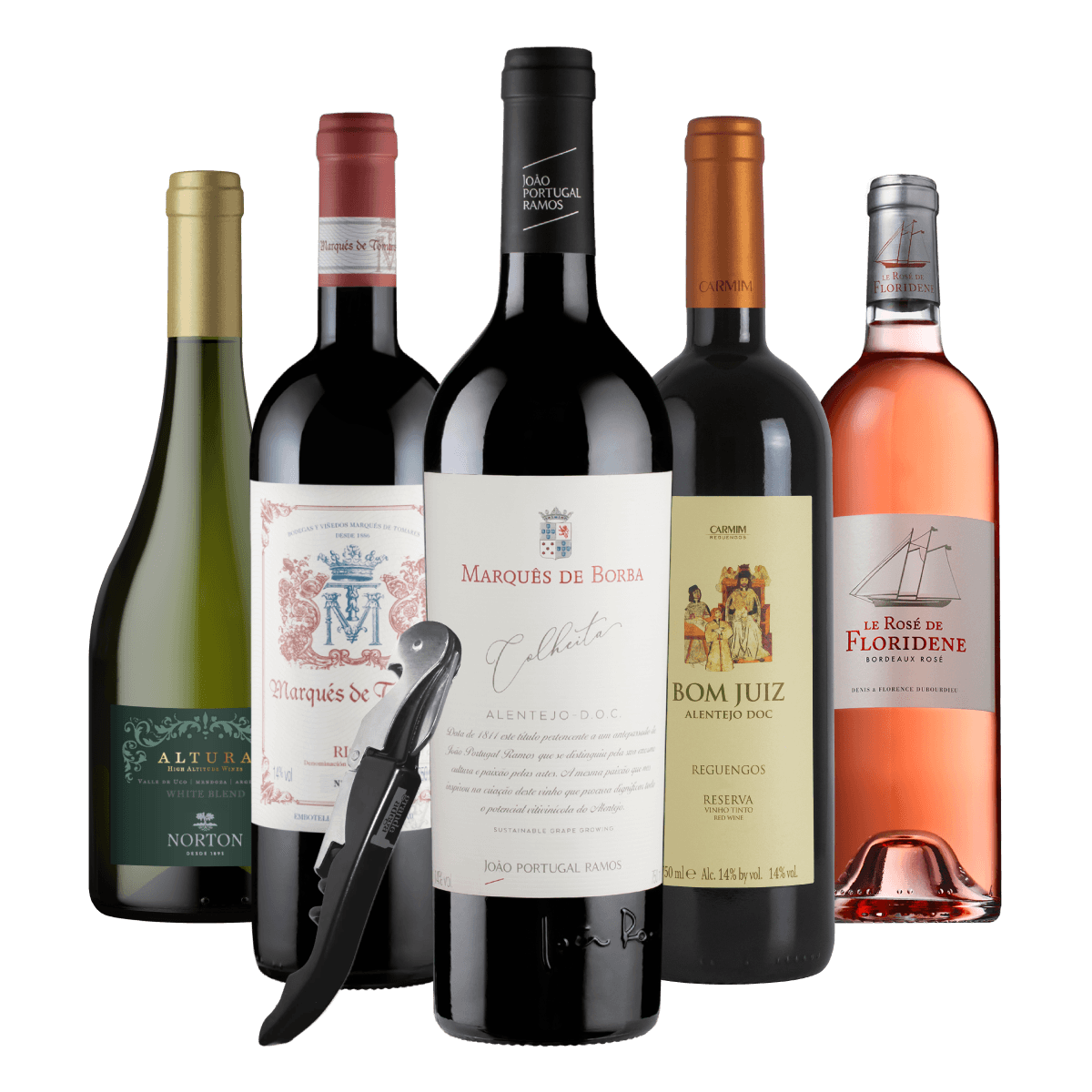 Kit 5 Vinhos Essenciais do Sommelier + Saca-Rolhas Grátis